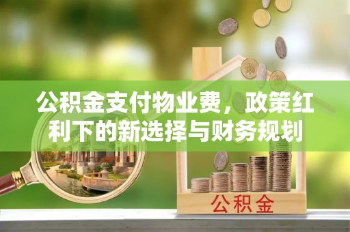 镇坪公积金支付物业费，政策红利下的新选择与财务规划
